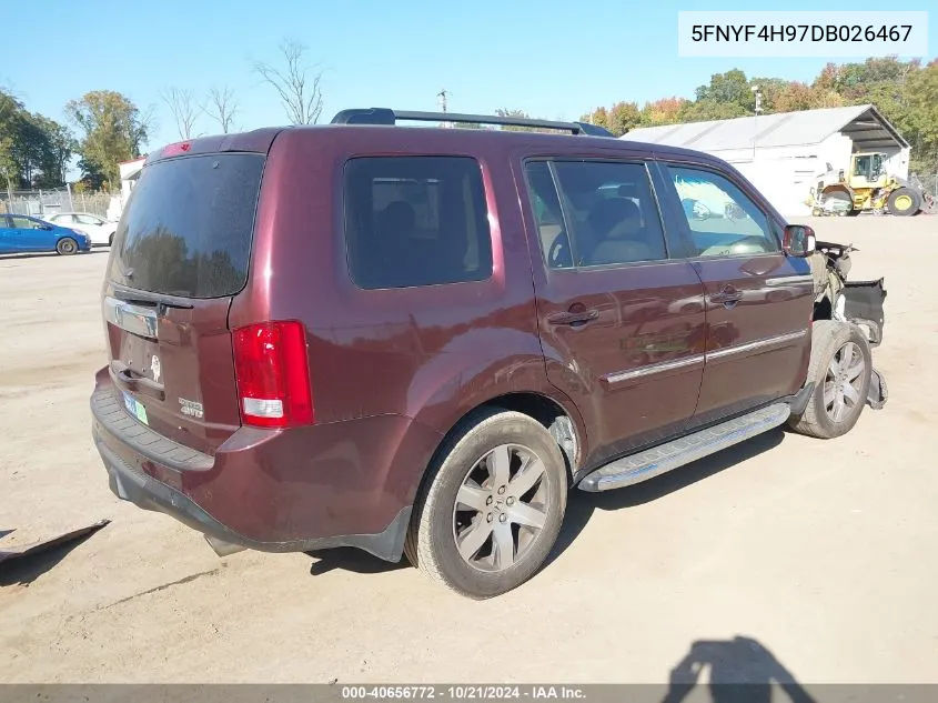 2013 Honda Pilot Touring VIN: 5FNYF4H97DB026467 Lot: 40656772