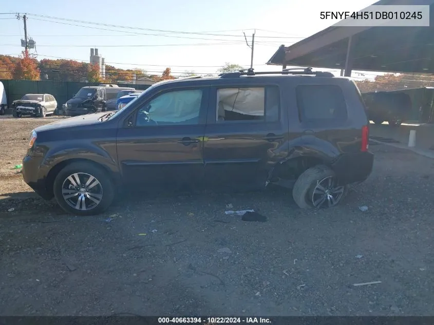 2013 Honda Pilot Ex-L VIN: 5FNYF4H51DB010245 Lot: 40663394