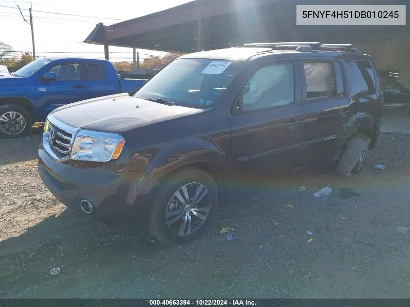 2013 Honda Pilot Ex-L VIN: 5FNYF4H51DB010245 Lot: 40663394