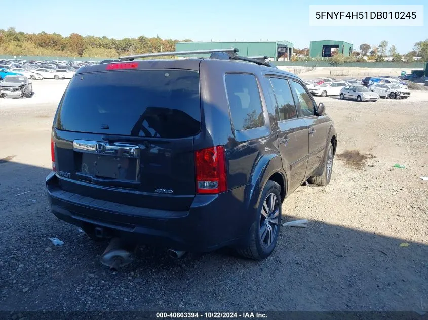 2013 Honda Pilot Ex-L VIN: 5FNYF4H51DB010245 Lot: 40663394