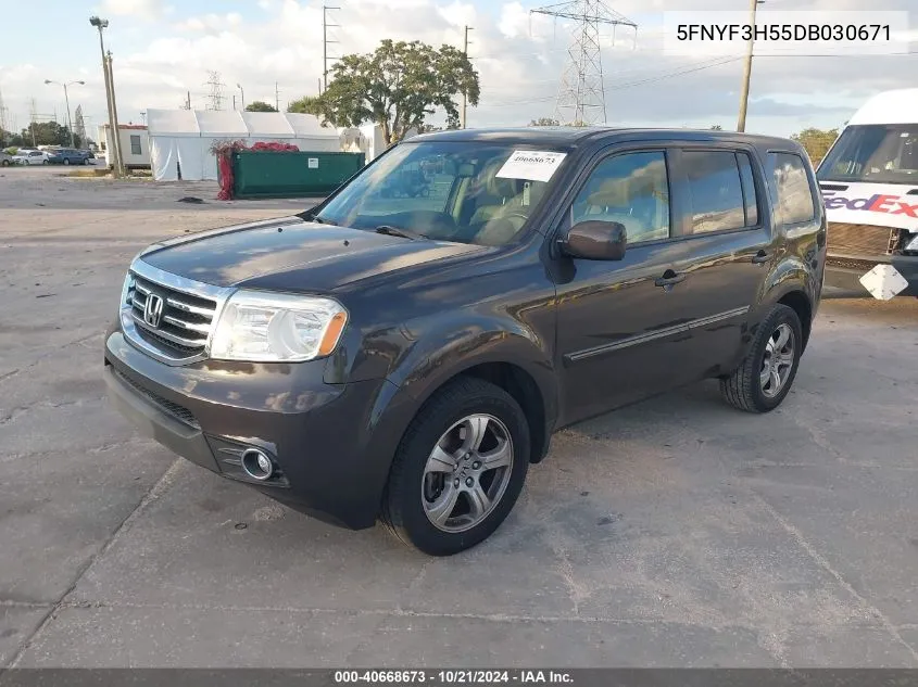 2013 Honda Pilot Ex-L VIN: 5FNYF3H55DB030671 Lot: 40668673