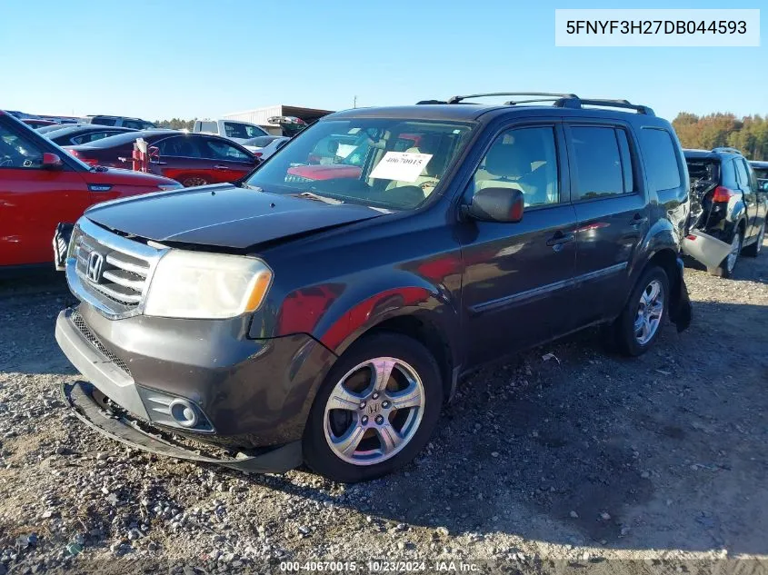 2013 Honda Pilot Lx VIN: 5FNYF3H27DB044593 Lot: 40670015