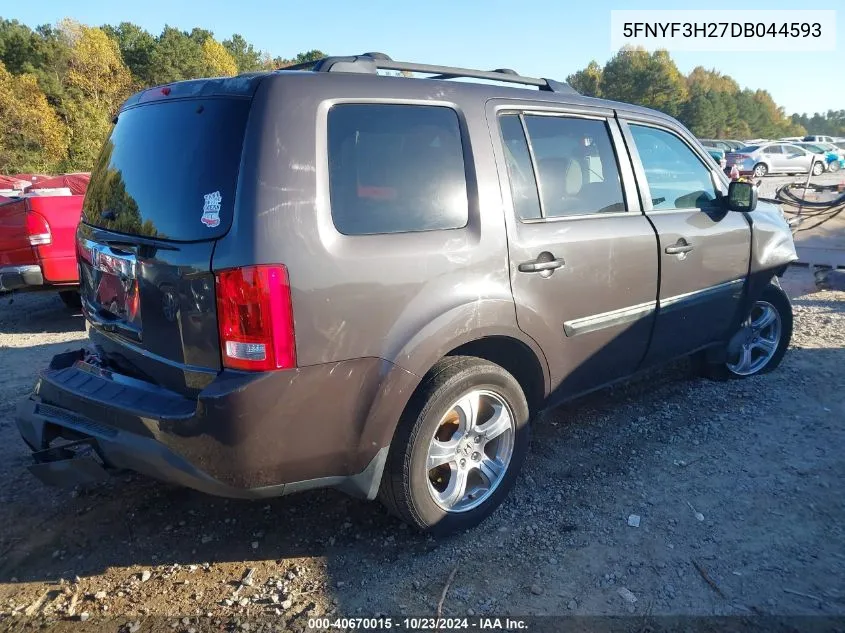 2013 Honda Pilot Lx VIN: 5FNYF3H27DB044593 Lot: 40670015