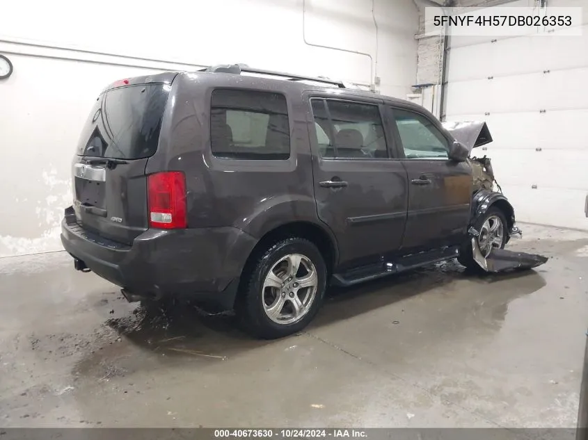 2013 Honda Pilot Ex-L VIN: 5FNYF4H57DB026353 Lot: 40673630