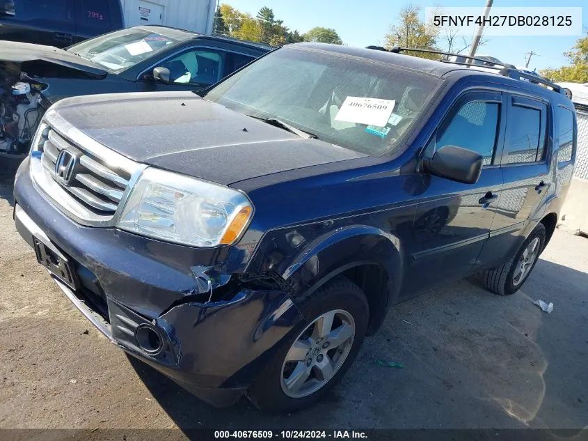 2013 Honda Pilot Lx VIN: 5FNYF4H27DB028125 Lot: 40676509