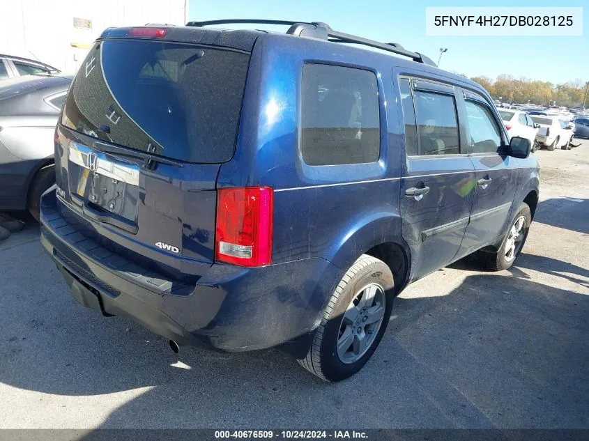 2013 Honda Pilot Lx VIN: 5FNYF4H27DB028125 Lot: 40676509