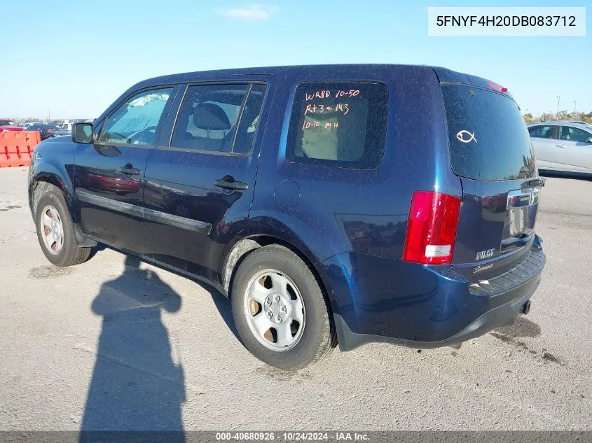 5FNYF4H20DB083712 2013 Honda Pilot Lx