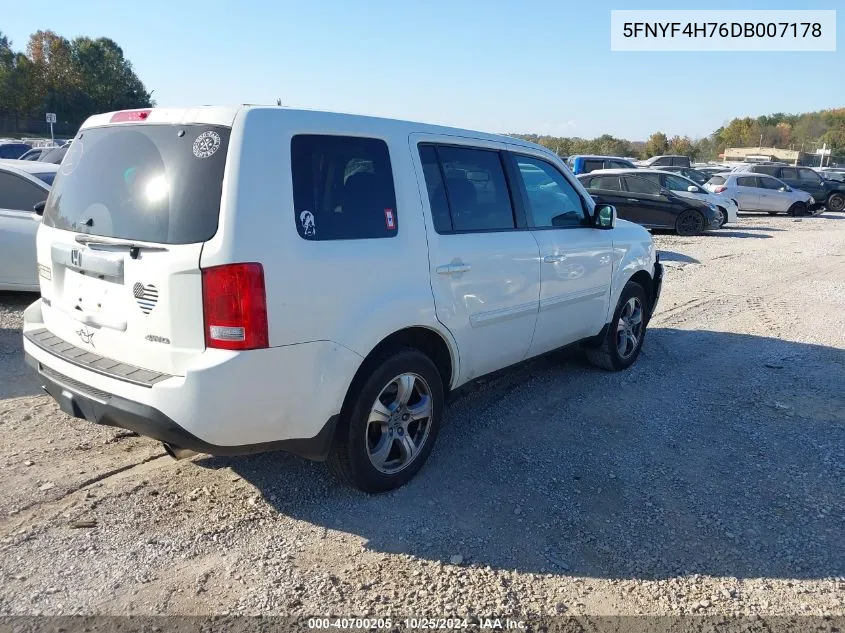 2013 Honda Pilot Ex-L VIN: 5FNYF4H76DB007178 Lot: 40700205