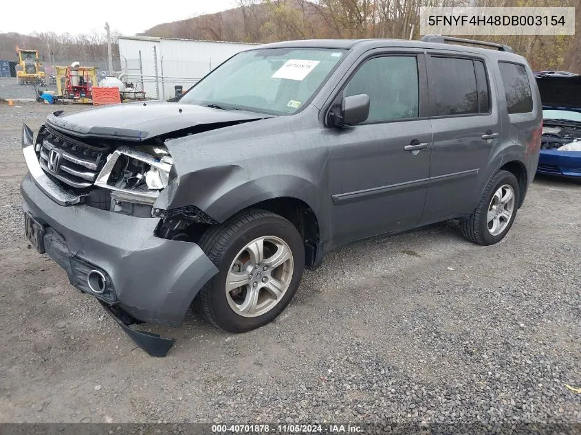 2013 Honda Pilot Ex VIN: 5FNYF4H48DB003154 Lot: 40701878