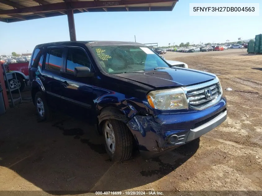 2013 Honda Pilot Lx VIN: 5FNYF3H27DB004563 Lot: 40716699