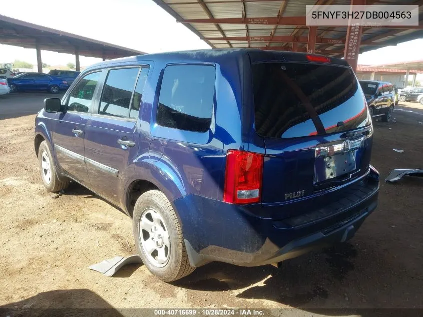 2013 Honda Pilot Lx VIN: 5FNYF3H27DB004563 Lot: 40716699