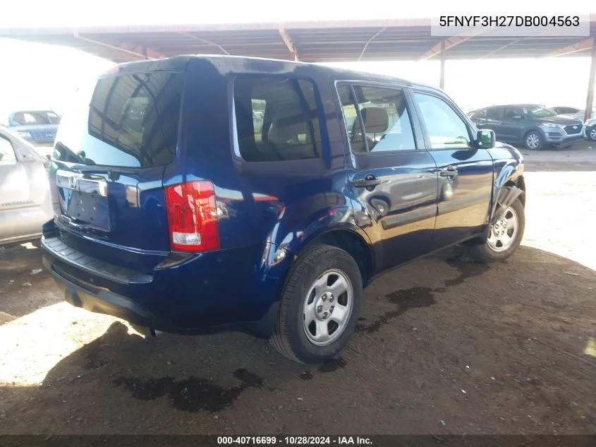 2013 Honda Pilot Lx VIN: 5FNYF3H27DB004563 Lot: 40716699