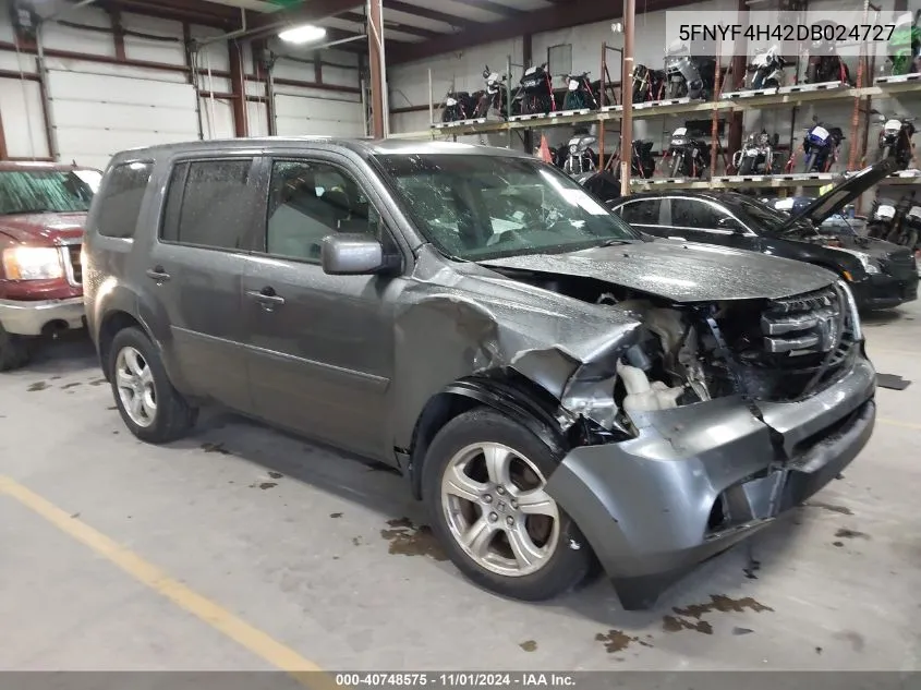 2013 Honda Pilot Ex VIN: 5FNYF4H42DB024727 Lot: 40748575