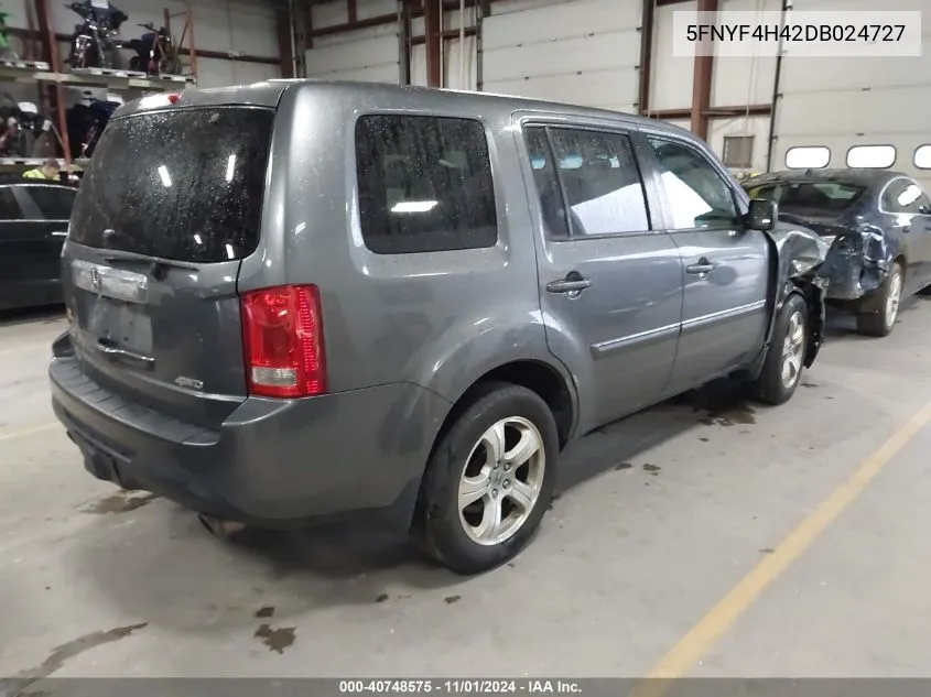 2013 Honda Pilot Ex VIN: 5FNYF4H42DB024727 Lot: 40748575