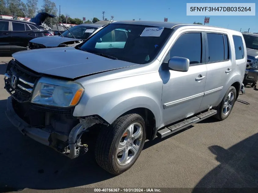 2013 Honda Pilot Ex VIN: 5FNYF3H47DB035264 Lot: 40756367