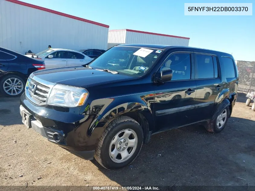 2013 Honda Pilot Lx VIN: 5FNYF3H22DB003370 Lot: 40787419