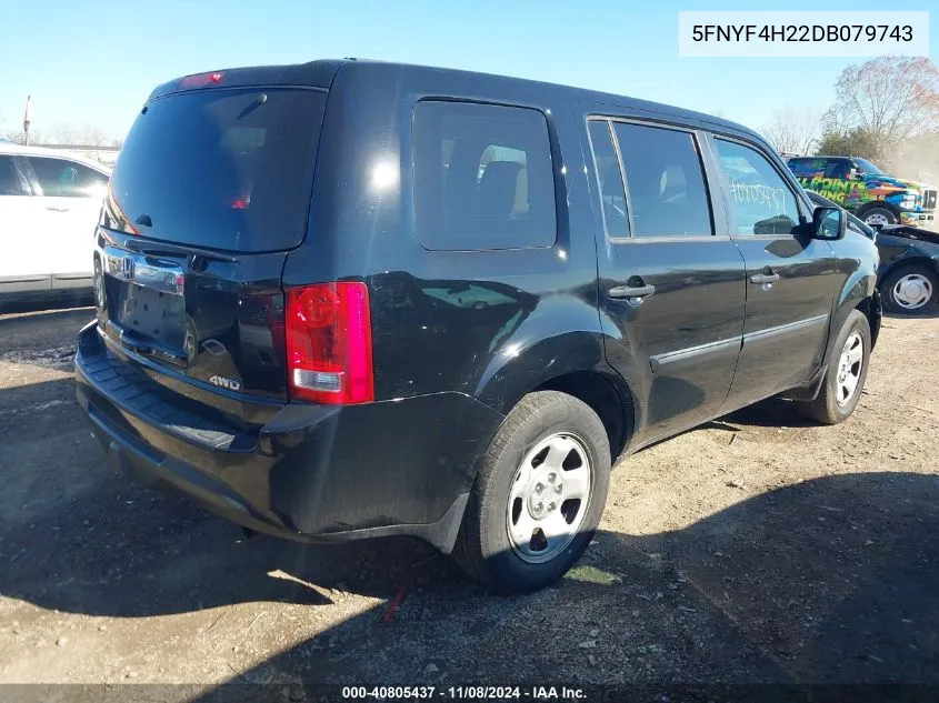 2013 Honda Pilot Lx VIN: 5FNYF4H22DB079743 Lot: 40805437