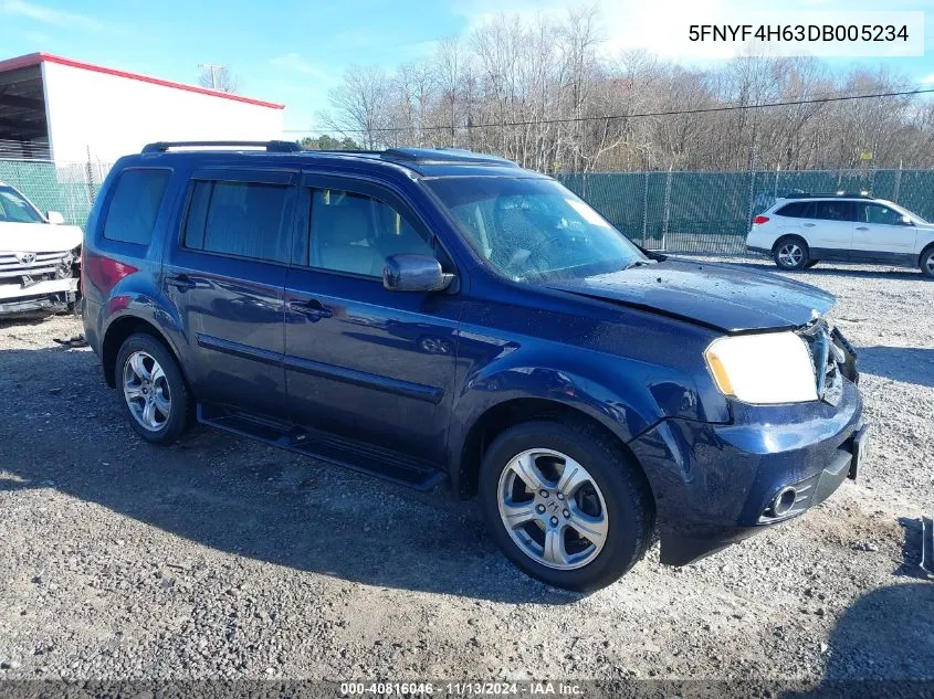 2013 Honda Pilot Ex-L VIN: 5FNYF4H63DB005234 Lot: 40816046