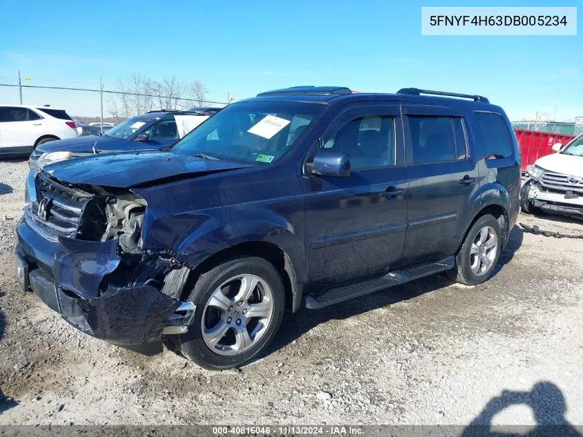 2013 Honda Pilot Ex-L VIN: 5FNYF4H63DB005234 Lot: 40816046