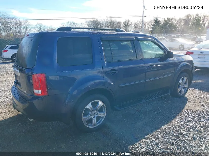 2013 Honda Pilot Ex-L VIN: 5FNYF4H63DB005234 Lot: 40816046