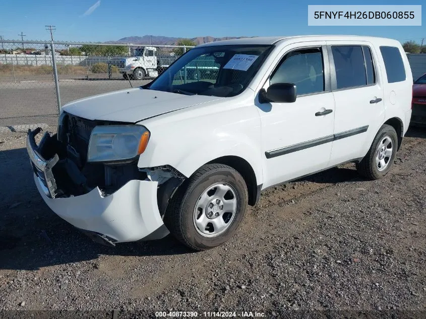 2013 Honda Pilot Lx VIN: 5FNYF4H26DB060855 Lot: 40873390