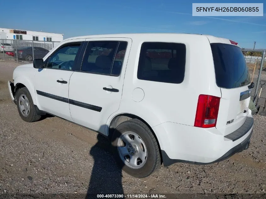 2013 Honda Pilot Lx VIN: 5FNYF4H26DB060855 Lot: 40873390