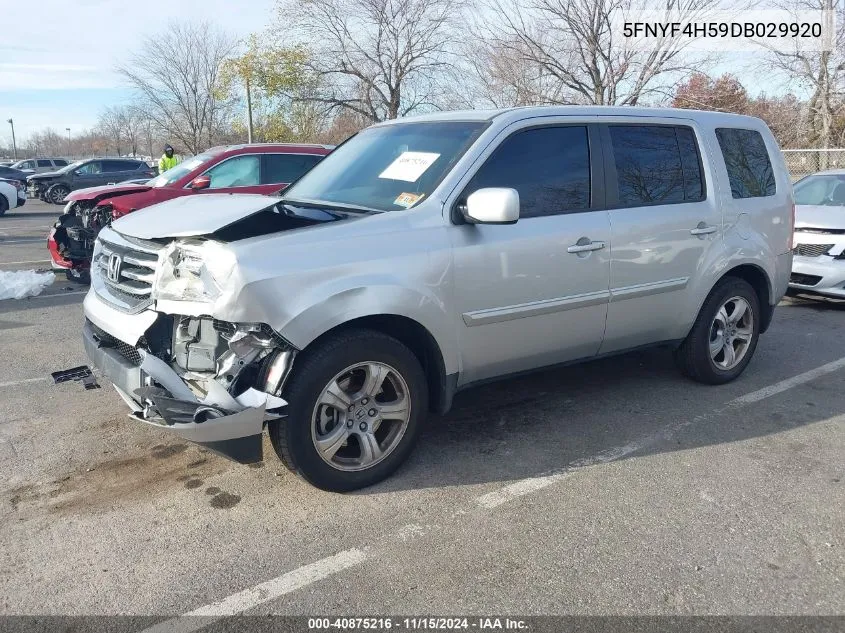 2013 Honda Pilot Ex-L VIN: 5FNYF4H59DB029920 Lot: 40875216