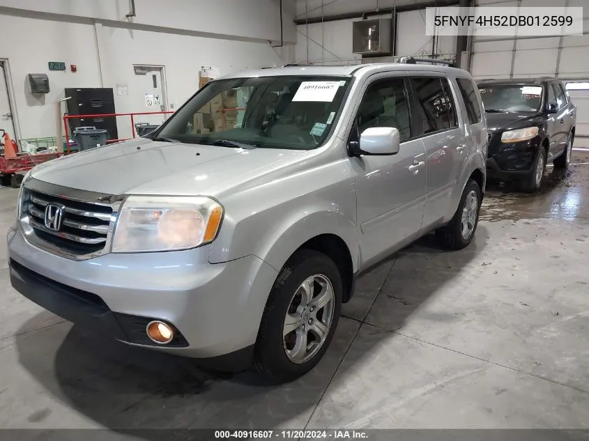 2013 Honda Pilot Ex-L VIN: 5FNYF4H52DB012599 Lot: 40916607