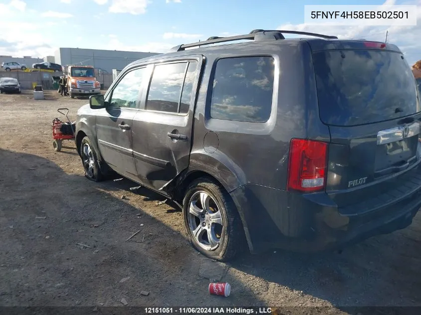 2014 Honda Pilot VIN: 5FNYF4H58EB502501 Lot: 12151051