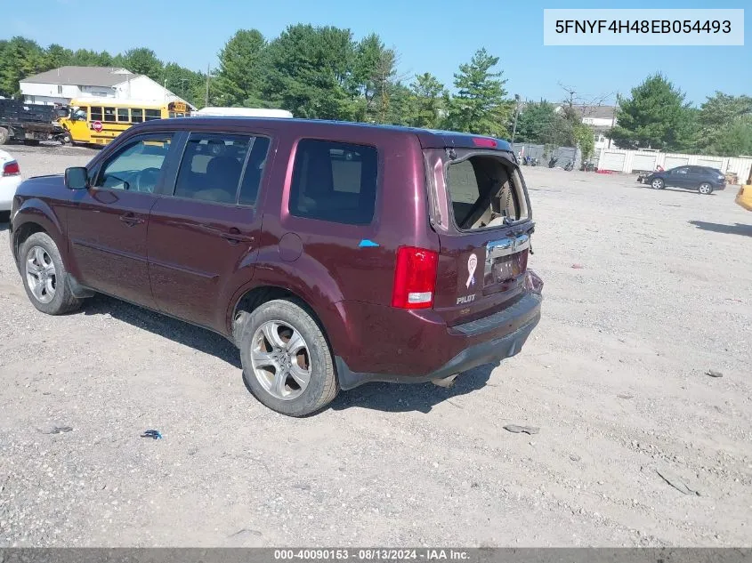 2014 Honda Pilot Ex VIN: 5FNYF4H48EB054493 Lot: 40090153