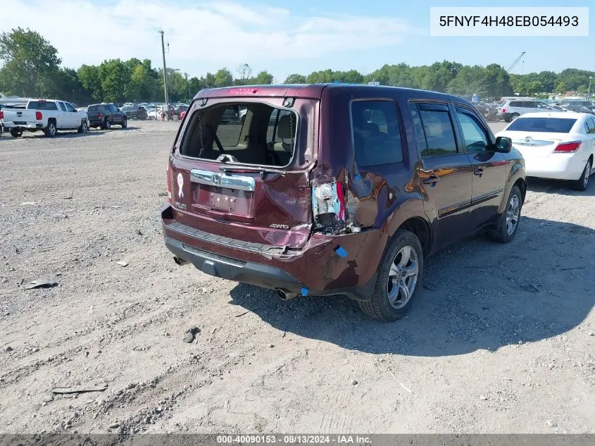 2014 Honda Pilot Ex VIN: 5FNYF4H48EB054493 Lot: 40090153