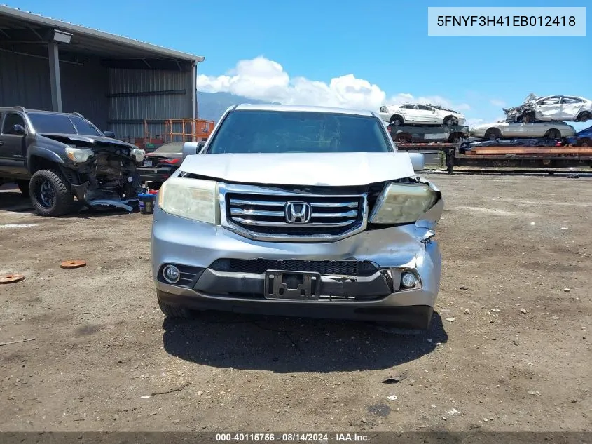 2014 Honda Pilot Ex VIN: 5FNYF3H41EB012418 Lot: 40115756