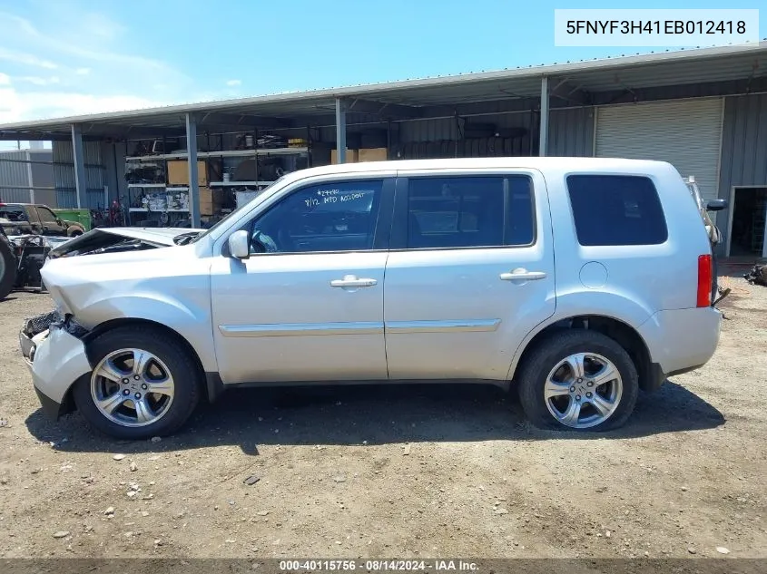 2014 Honda Pilot Ex VIN: 5FNYF3H41EB012418 Lot: 40115756