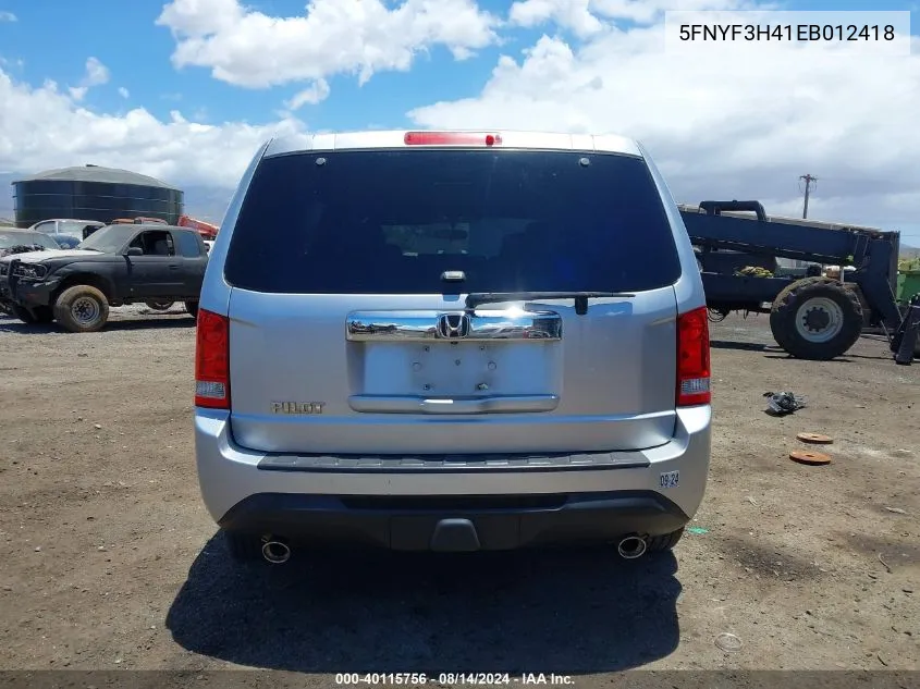 5FNYF3H41EB012418 2014 Honda Pilot Ex