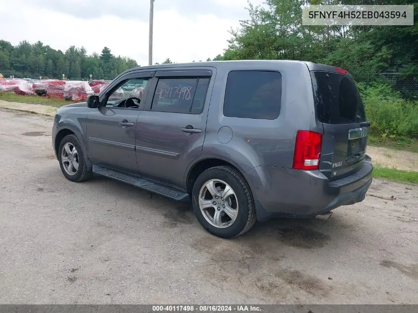 2014 Honda Pilot Ex-L VIN: 5FNYF4H52EB043594 Lot: 40117498