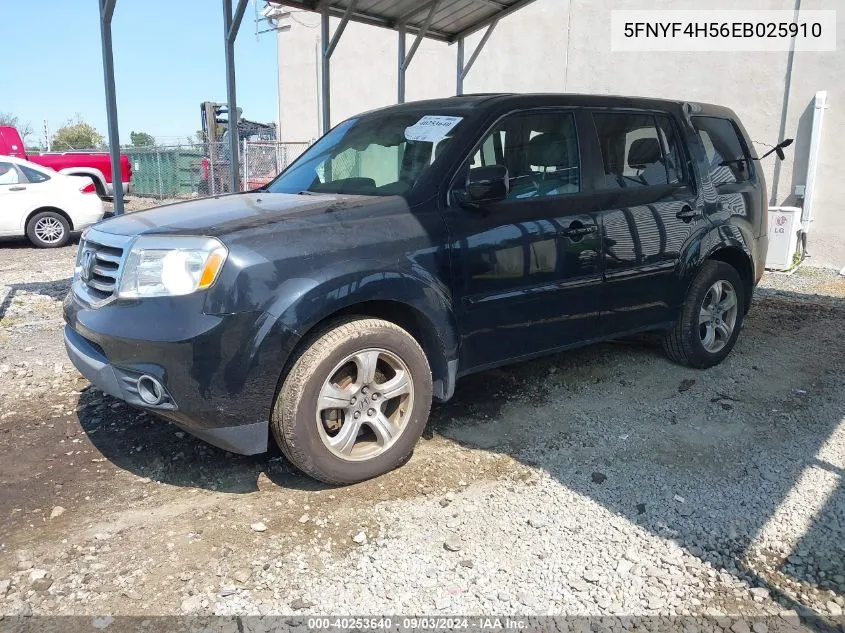 2014 Honda Pilot Ex-L VIN: 5FNYF4H56EB025910 Lot: 40253640