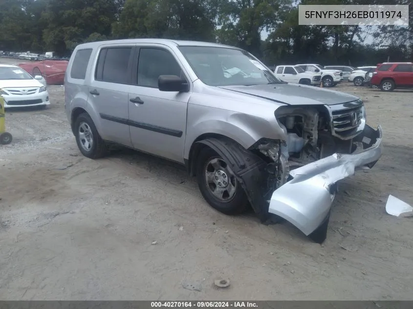 5FNYF3H26EB011974 2014 Honda Pilot Lx