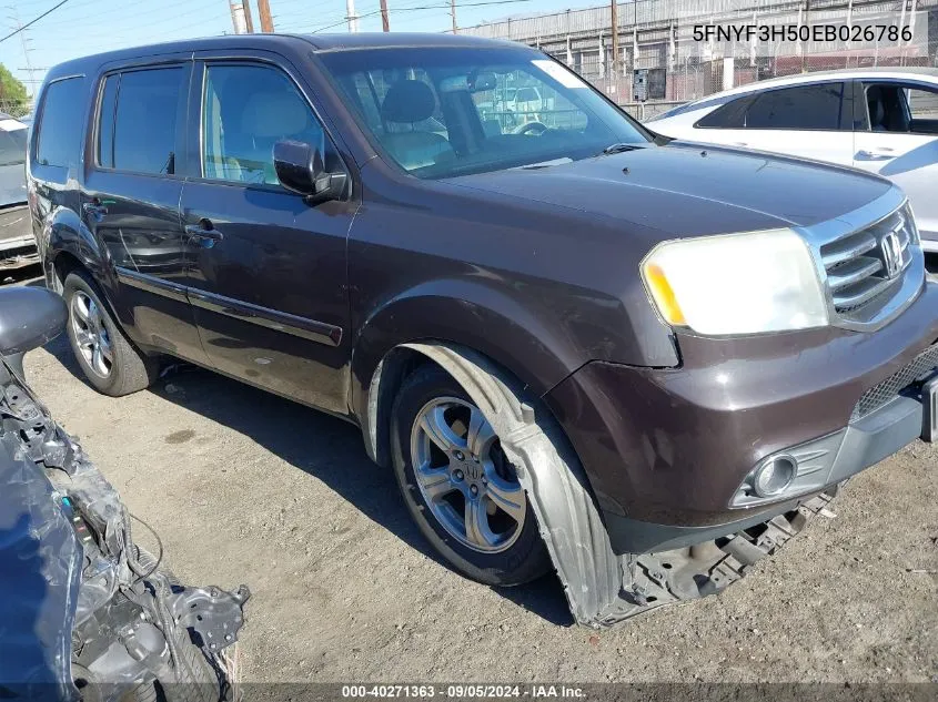 2014 Honda Pilot Exl VIN: 5FNYF3H50EB026786 Lot: 40271363