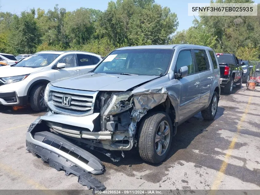 2014 Honda Pilot Ex-L VIN: 5FNYF3H67EB025935 Lot: 40298524