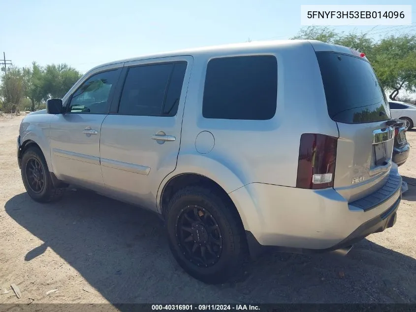 2014 Honda Pilot Exl VIN: 5FNYF3H53EB014096 Lot: 40316901