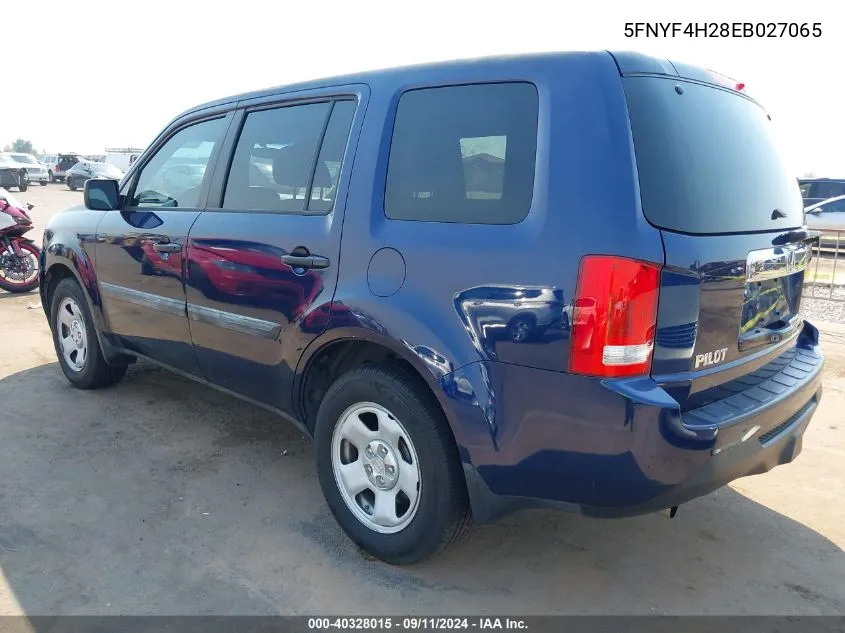 5FNYF4H28EB027065 2014 Honda Pilot Lx