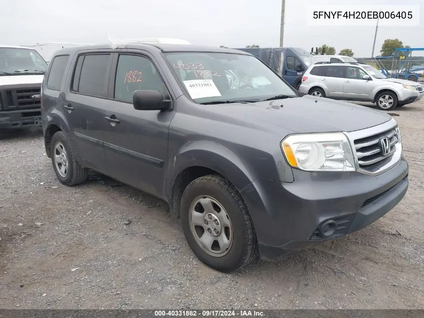 2014 Honda Pilot Lx VIN: 5FNYF4H20EB006405 Lot: 40331882