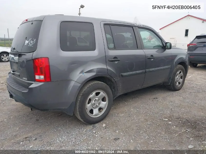 5FNYF4H20EB006405 2014 Honda Pilot Lx