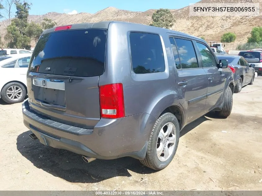 5FNYF3H57EB006955 2014 Honda Pilot Ex-L