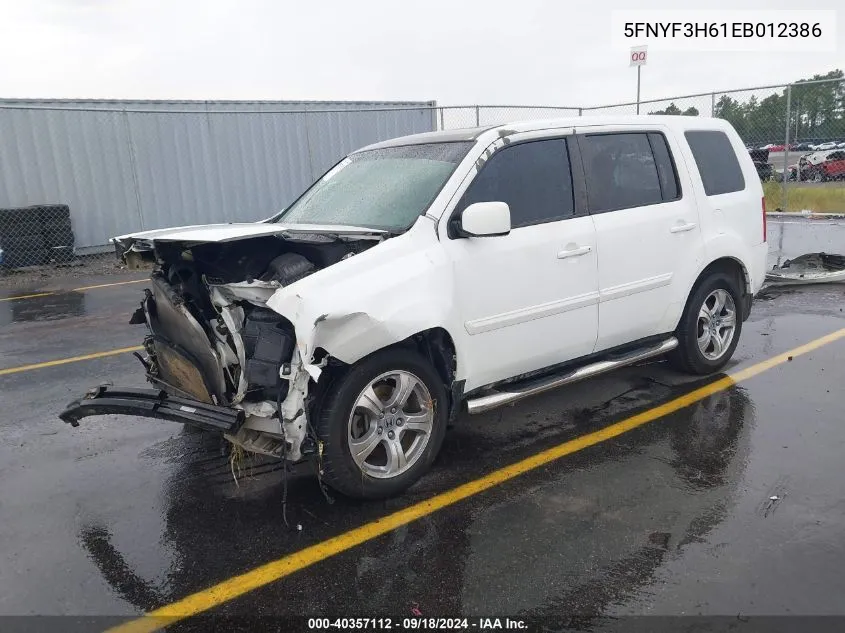 2014 Honda Pilot Exl VIN: 5FNYF3H61EB012386 Lot: 40357112