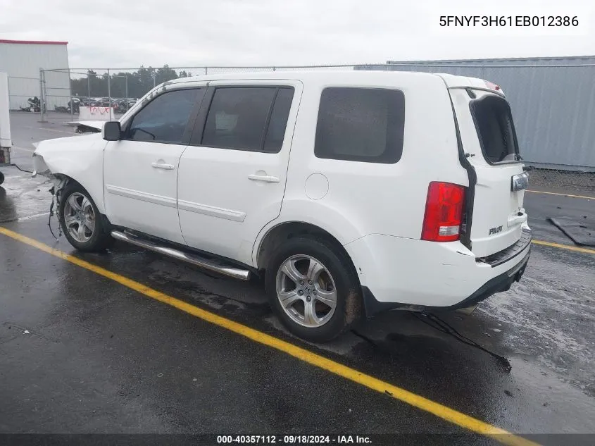 2014 Honda Pilot Exl VIN: 5FNYF3H61EB012386 Lot: 40357112