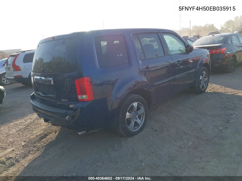 5FNYF4H50EB035915 2014 Honda Pilot Exl