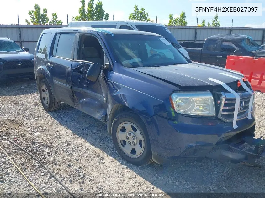 2014 Honda Pilot Lx VIN: 5FNYF4H2XEB027097 Lot: 40380046