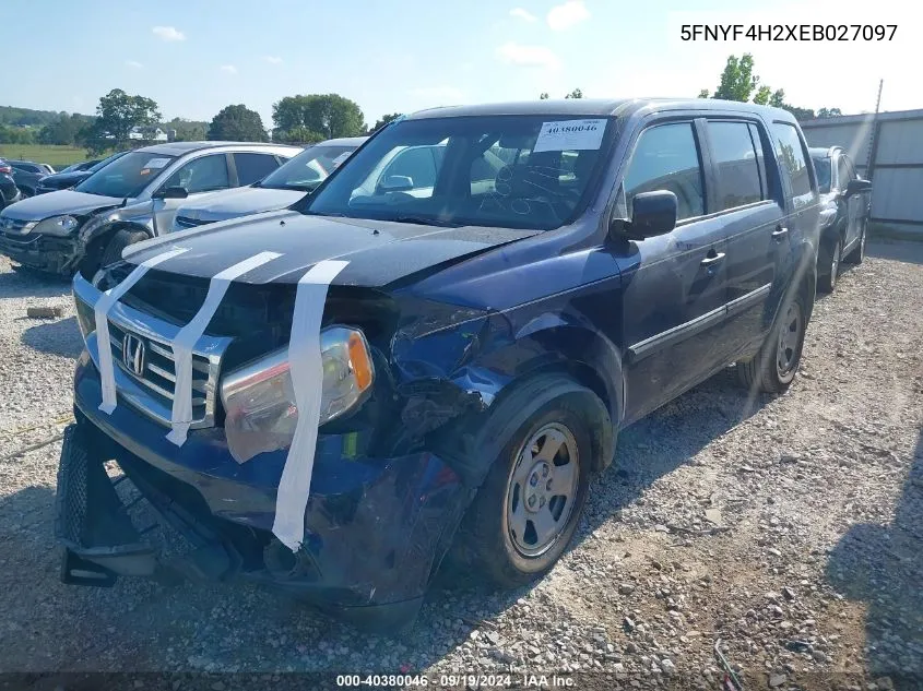 5FNYF4H2XEB027097 2014 Honda Pilot Lx