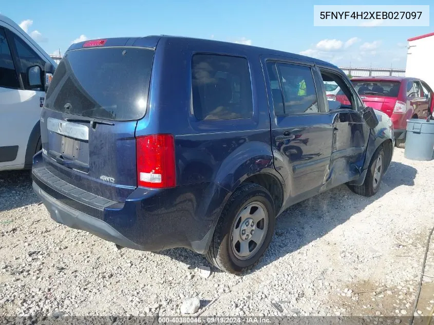 5FNYF4H2XEB027097 2014 Honda Pilot Lx